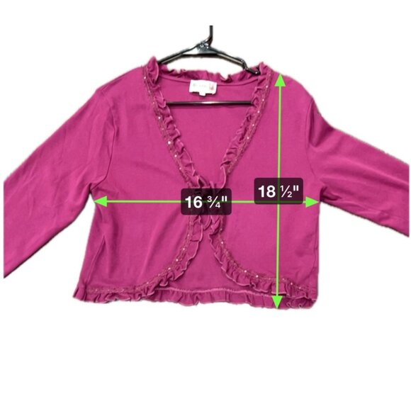 Brandl Tracht XL Magenta Ruffled Cotton Cardigan Shrug Sweater - Picture 8 of 8